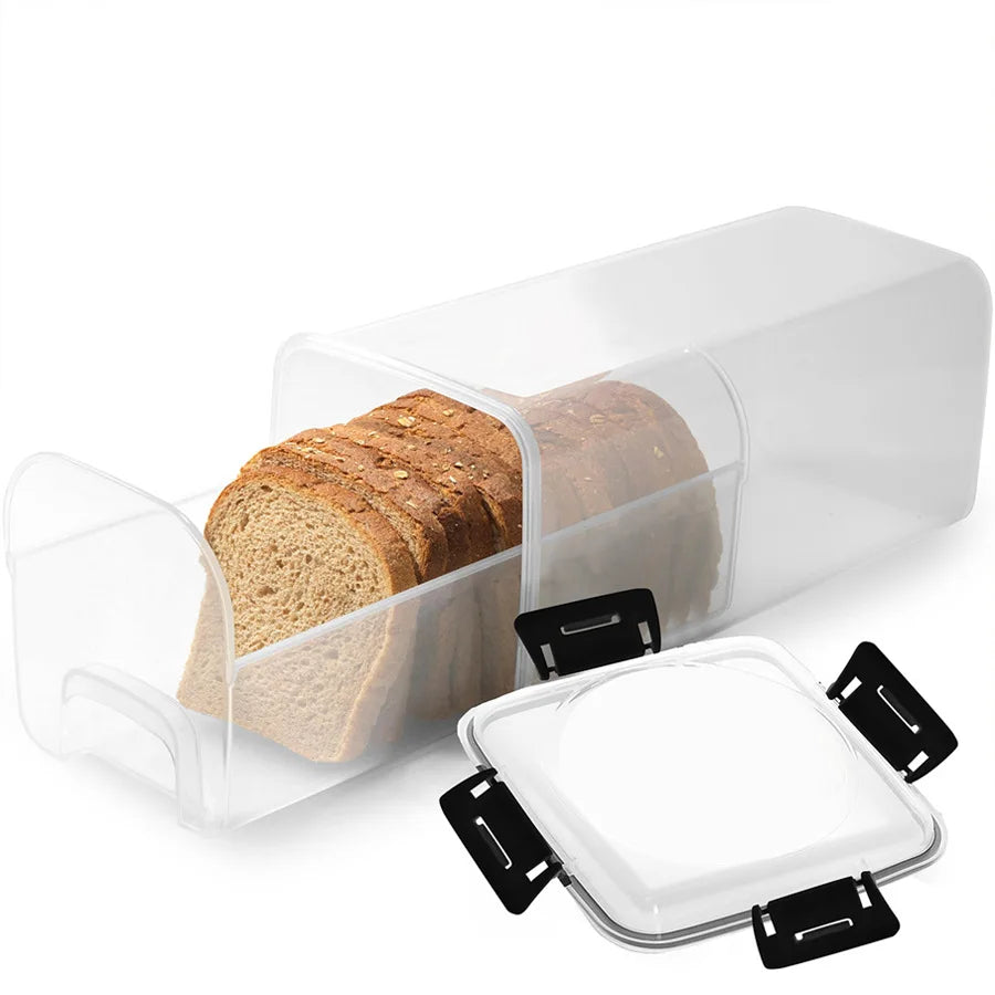 Clear Airtight Bread Box With Lid For Fresh Homemade Bread Transparent Countertop Storage Container