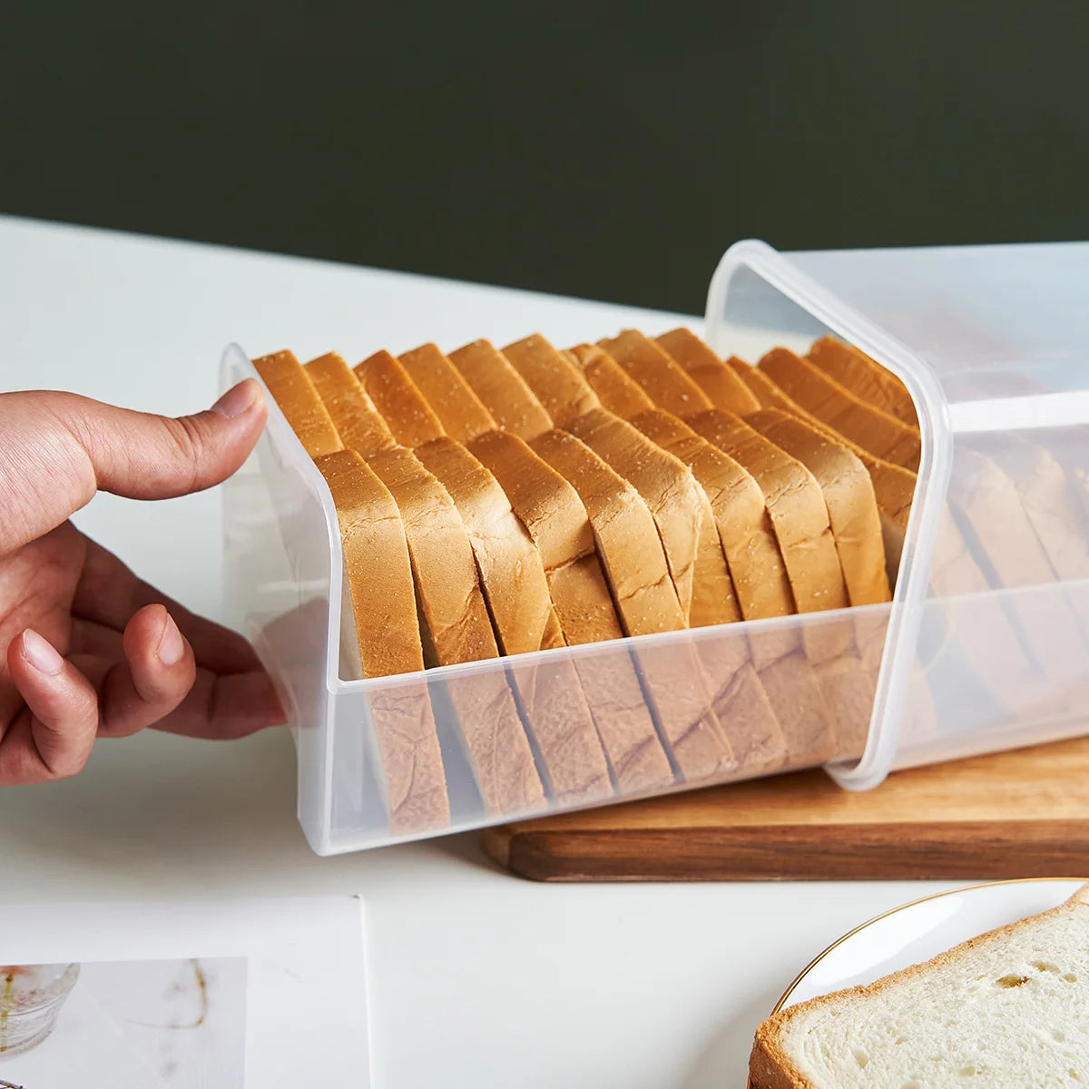 Clear Airtight Bread Box With Lid For Fresh Homemade Bread Transparent Countertop Storage Container