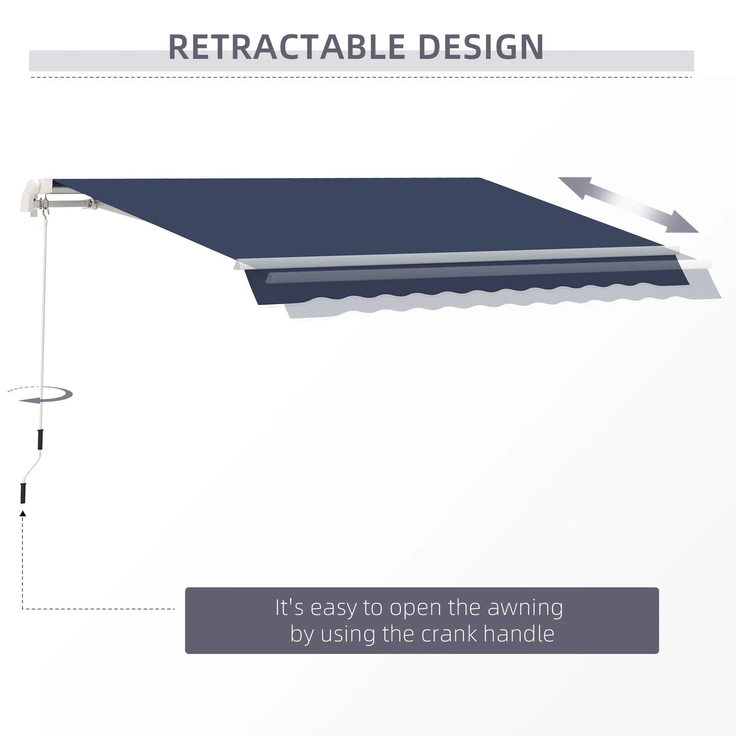 Outsunny 10' x 8' Retractable Awning, Patio Awnings, Sunshade Shelter w/ Manual Crank Handle, for Deck, Balcony, Yard