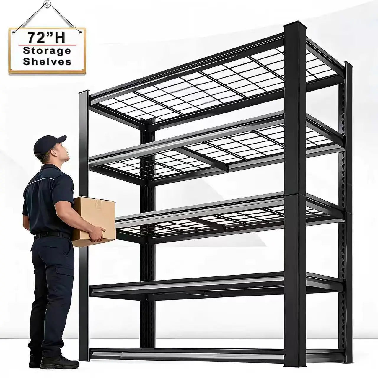 Nnovaro  72" Adjustable Metal Double Layer Column Shelving, Commercial Grade Utility Rack for Warehouse, Basement, Kitchen