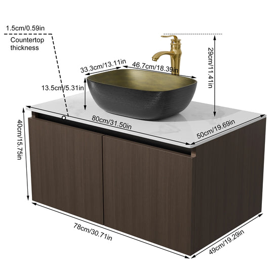 Wisfor Floating Vanity With Ceramic Sink Wall Mounted