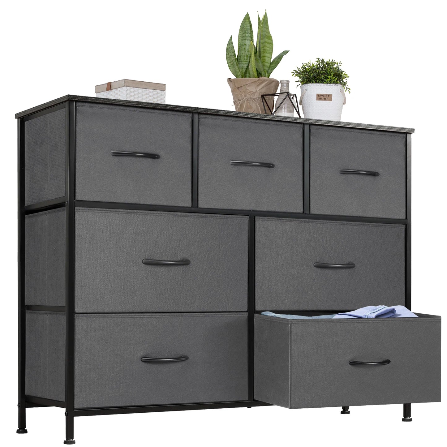 JHK Dresser With Seven Fabric Drawers Storage Cabinet