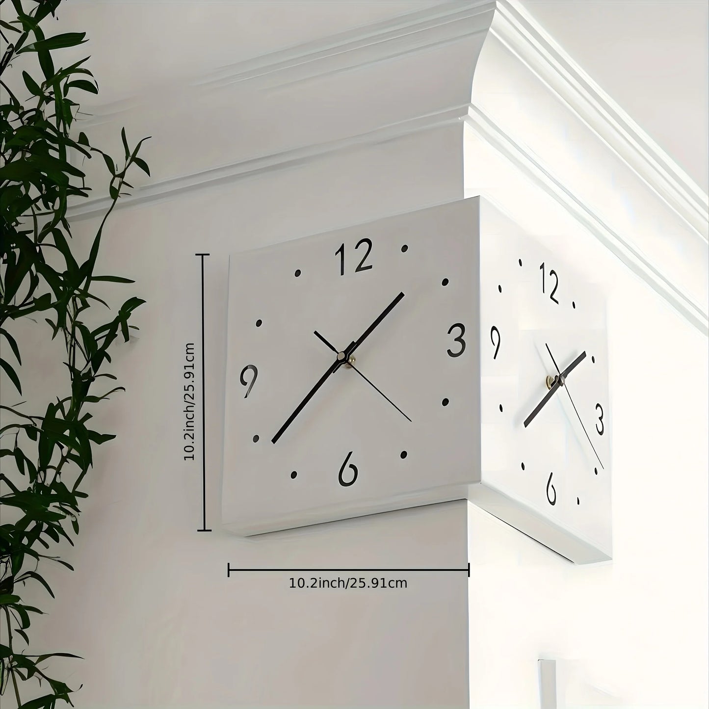Double Sided Luminous Corner Wall Clock Quartz Mute Modern Living Room Decor Elegant Contemporary