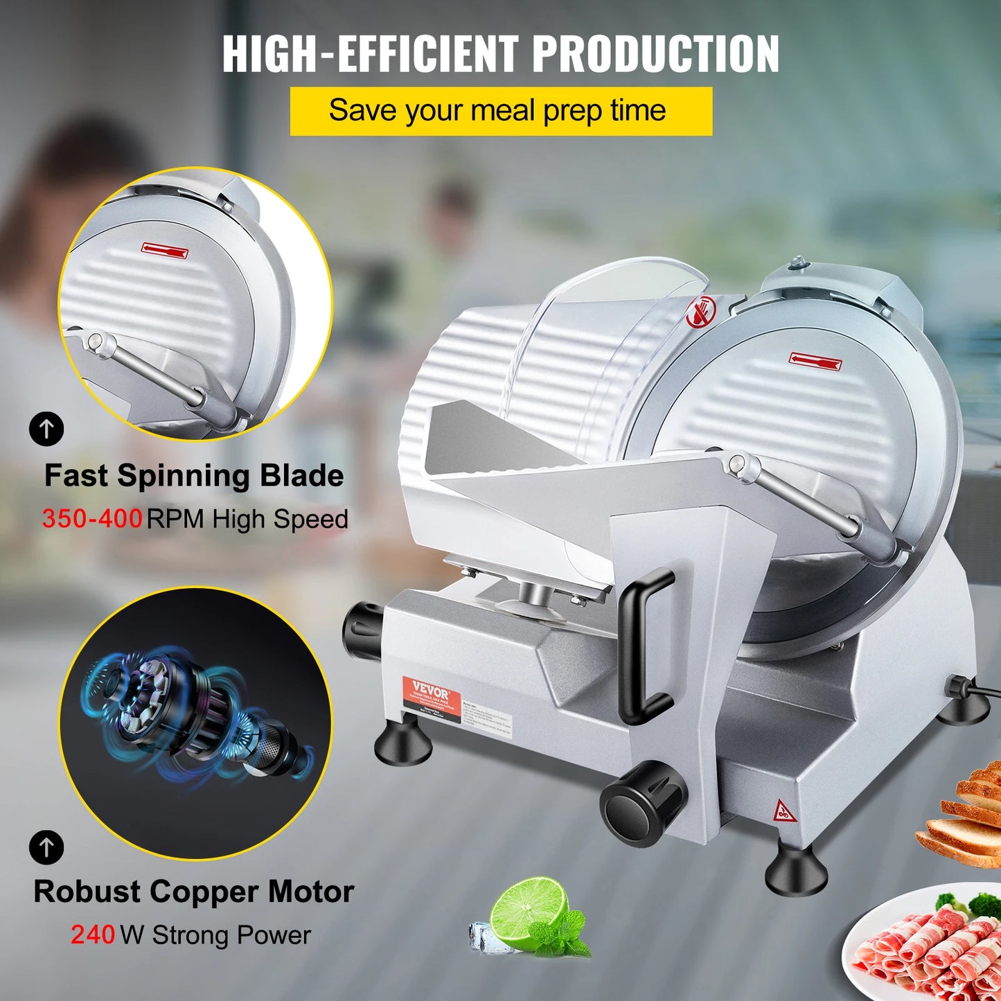 VEVOR 240W Commercial Meat Slicer Deli Food Slicer