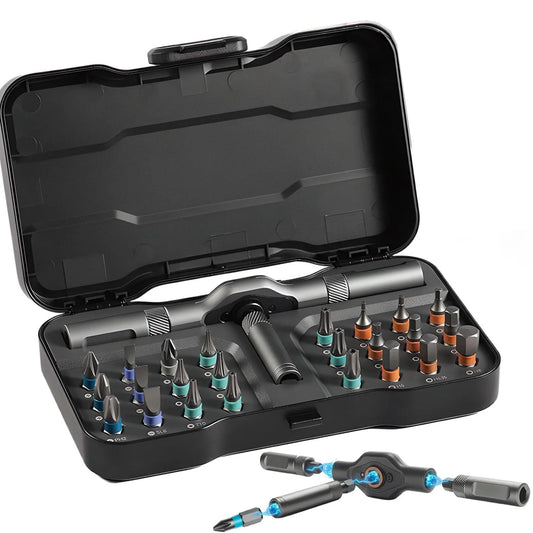 Vman 24-in-1 Multifunction Ratchet Screwdriver Set With Magnetic Bits Tool Kit For PCs