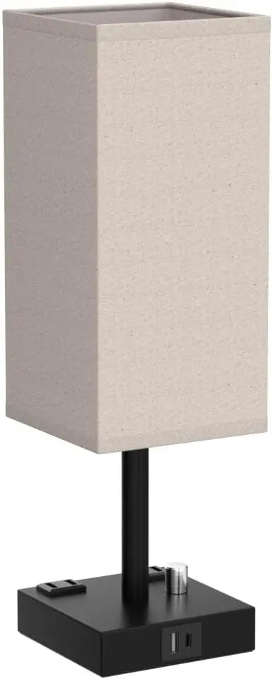 Fully Dimmable Nightstand Lamps Set of Two With USB Type C and USB Type A Ports and Dual AC Outlets