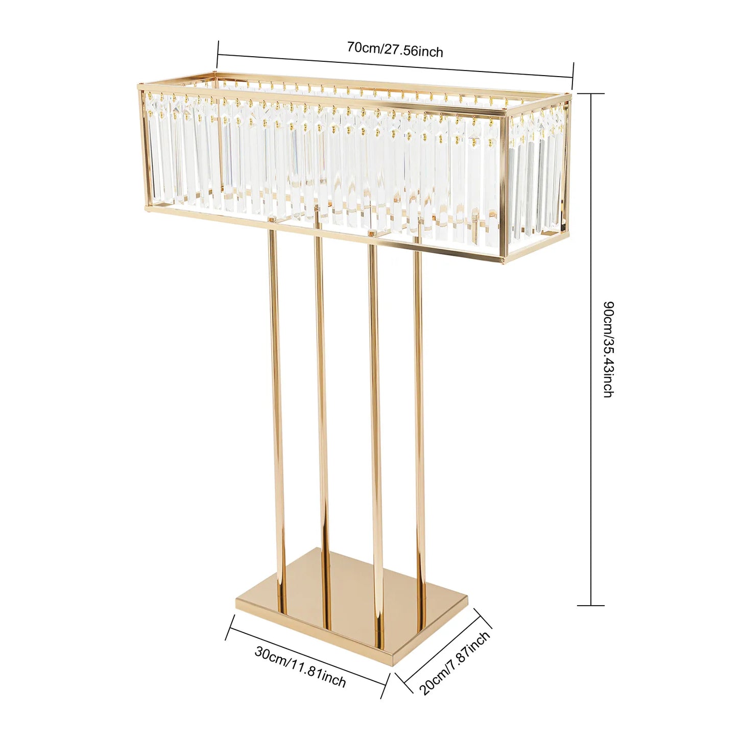 Bymaocar Wedding Crystal Flower Stand with Golden Iron Frame and Crystal Pendants for Elegant Ceremony Decor