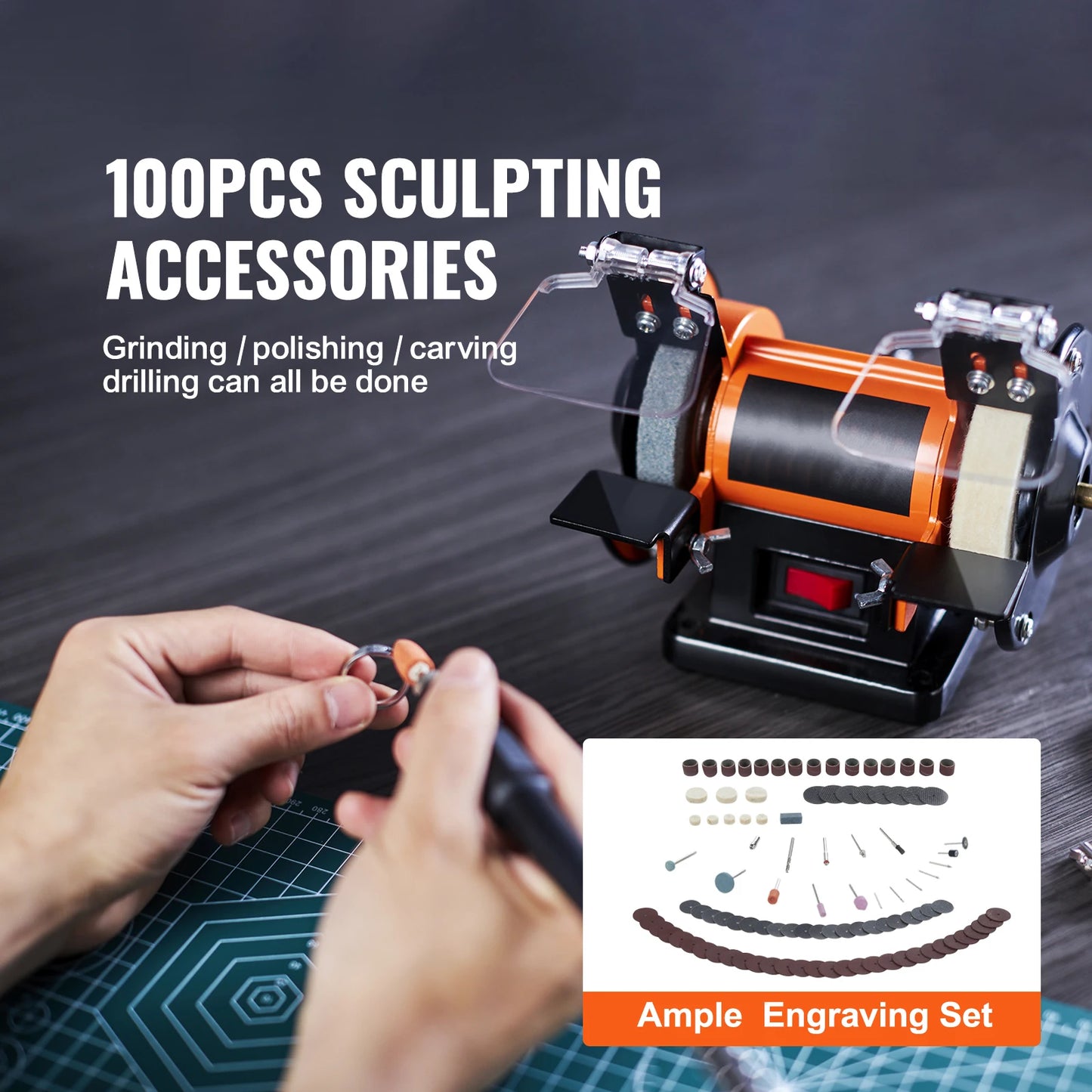 SucceBuy Jewelry Polisher Buffer Brushless Adjustable Speed Bench Grinder for Gemstones