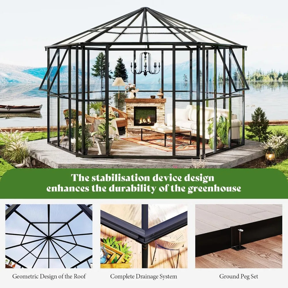 Hexagonal Aluminum Greenhouse With Quick Connect Assembly