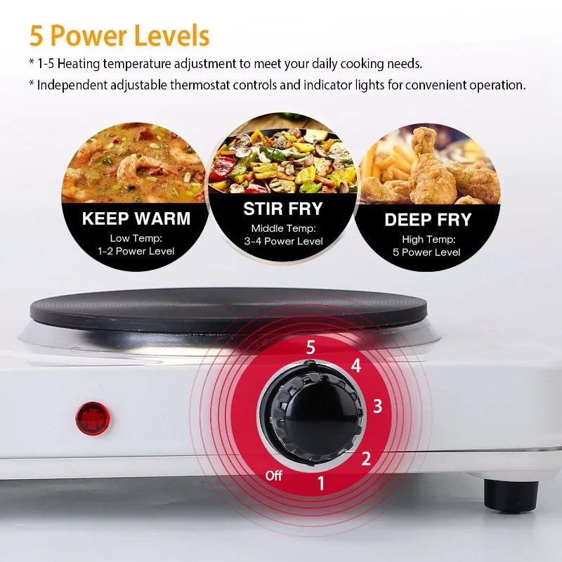 CHUBAN Double Electric Burner 2000W Portable Hot Plate Countertop Stove