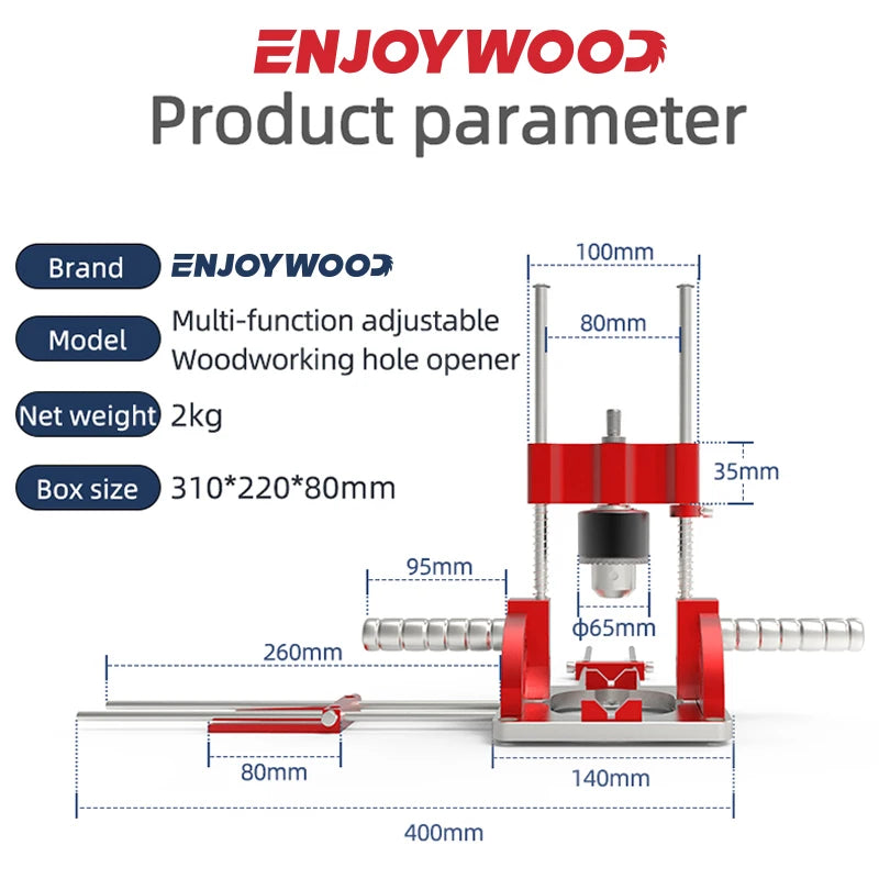 NONEDIY Woodworking Multi-Angle Drill Guide With Adjustable Handles Precision Drilling