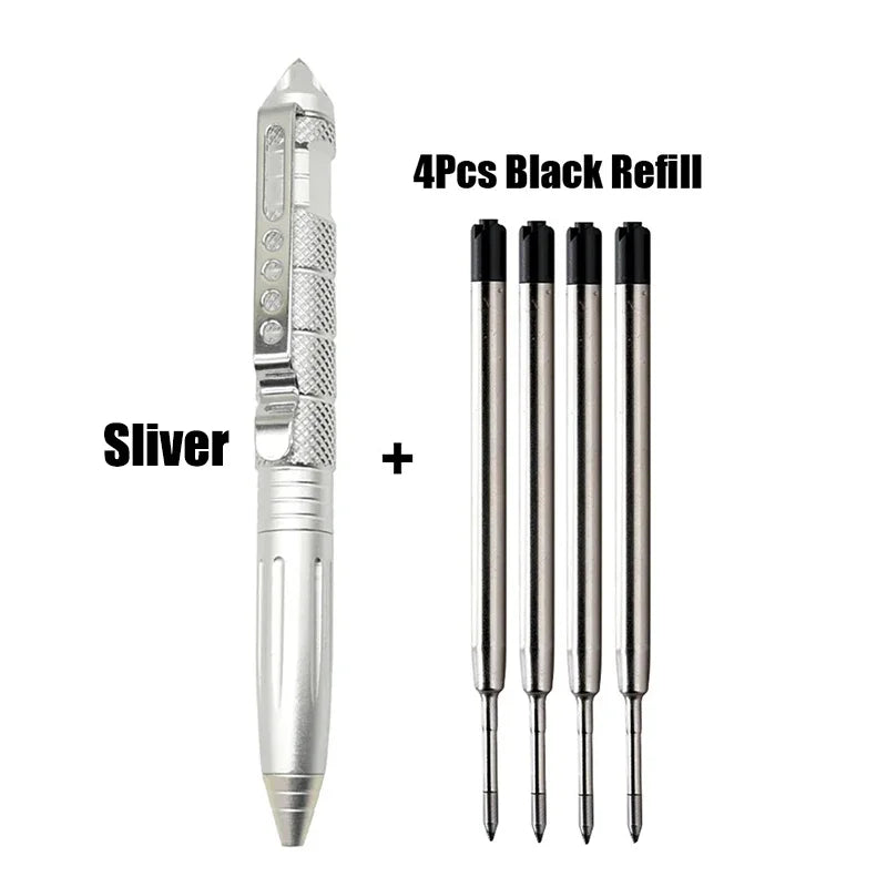 Portable Tactical Pen Self Defense Multitool AviationGrade Aluminum Glass Breaker
