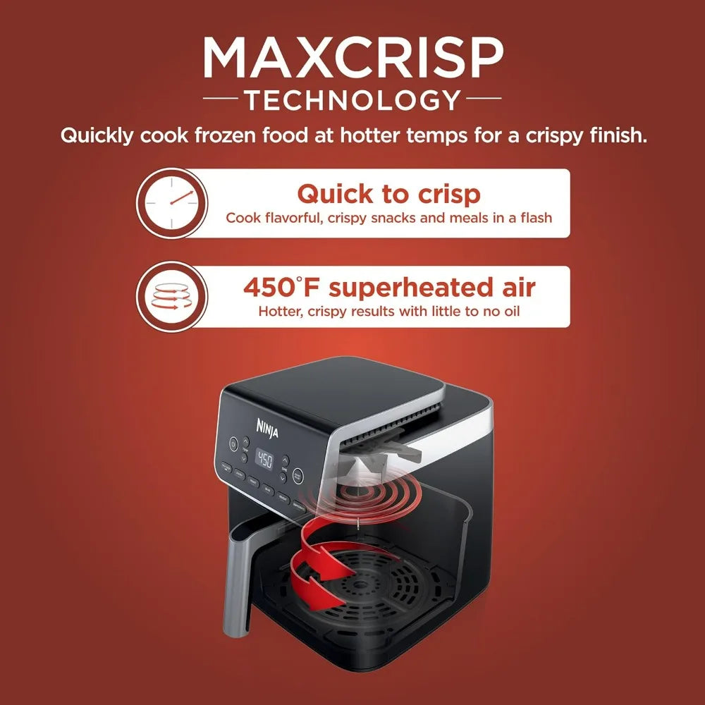 6 In 1 Air Fryer Pro XL Max Crisp Reheat Dehydrate 6.5 Quart Capacity With Space Saving Design