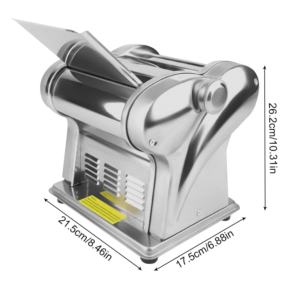 110V 135W Powerful Motor Automatic Noodle Machine, Fresh Pasta Dough Roller,410 Stainless Steel Electric Pasta Maker