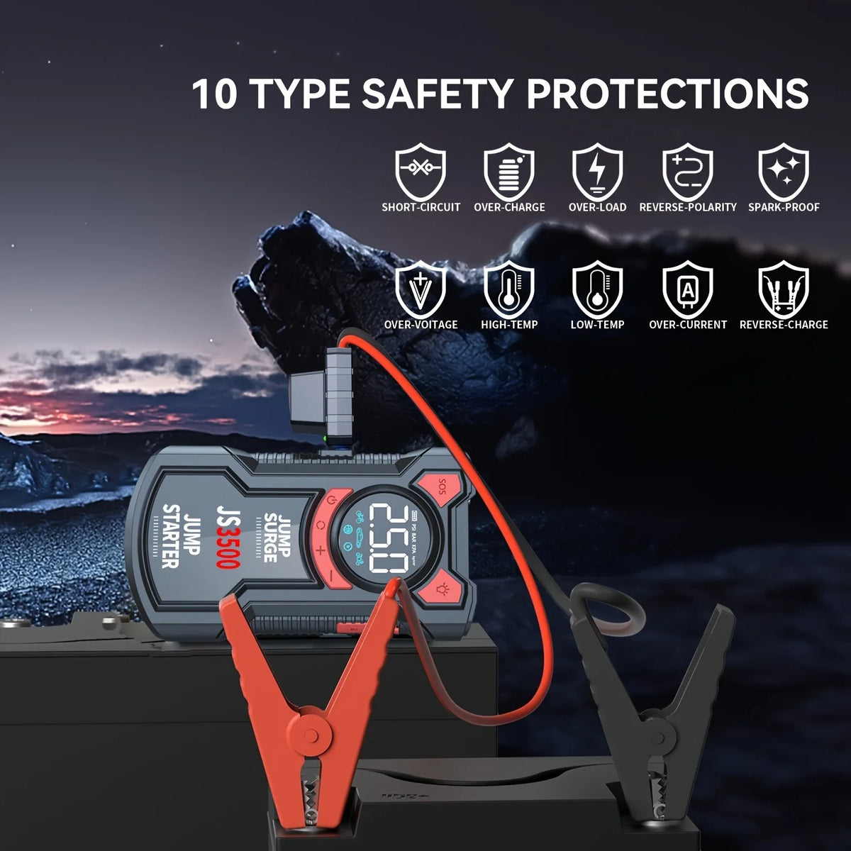 Paivioroku 5-in-1 Jump Starter With Digital Air Pump And 3000A Peak Current