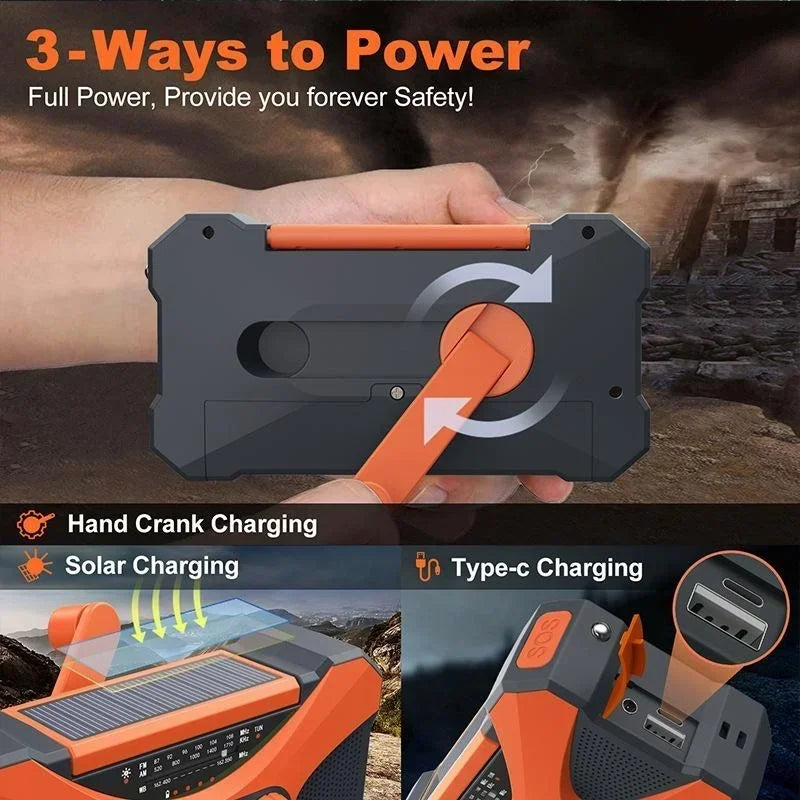 Stonego Solar Hand Crank Emergency Radio With 10000 Mah Powerbank