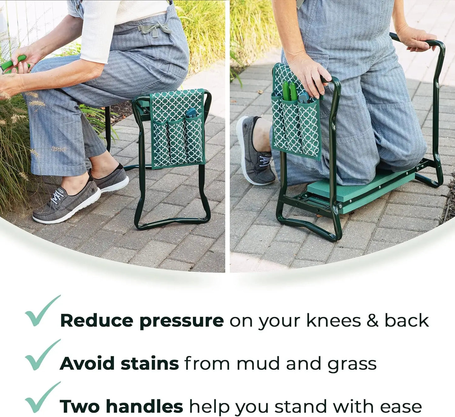 Foldable Garden Kneeler Seat With EVA Foam Pad For Comfort And Knee Protection While Gardening