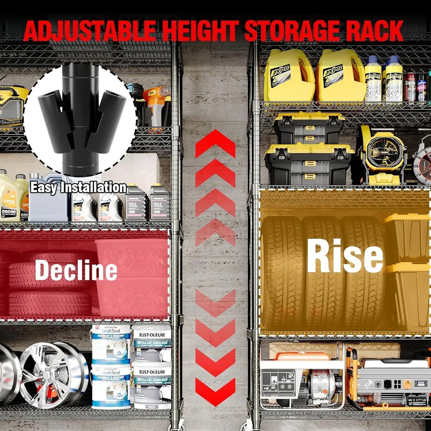 Industrial Storage Shelving Unit with Wheels Wire Shelving Adjustable Metal Pantry Shelves for Garage Kitchen Closet Commercial