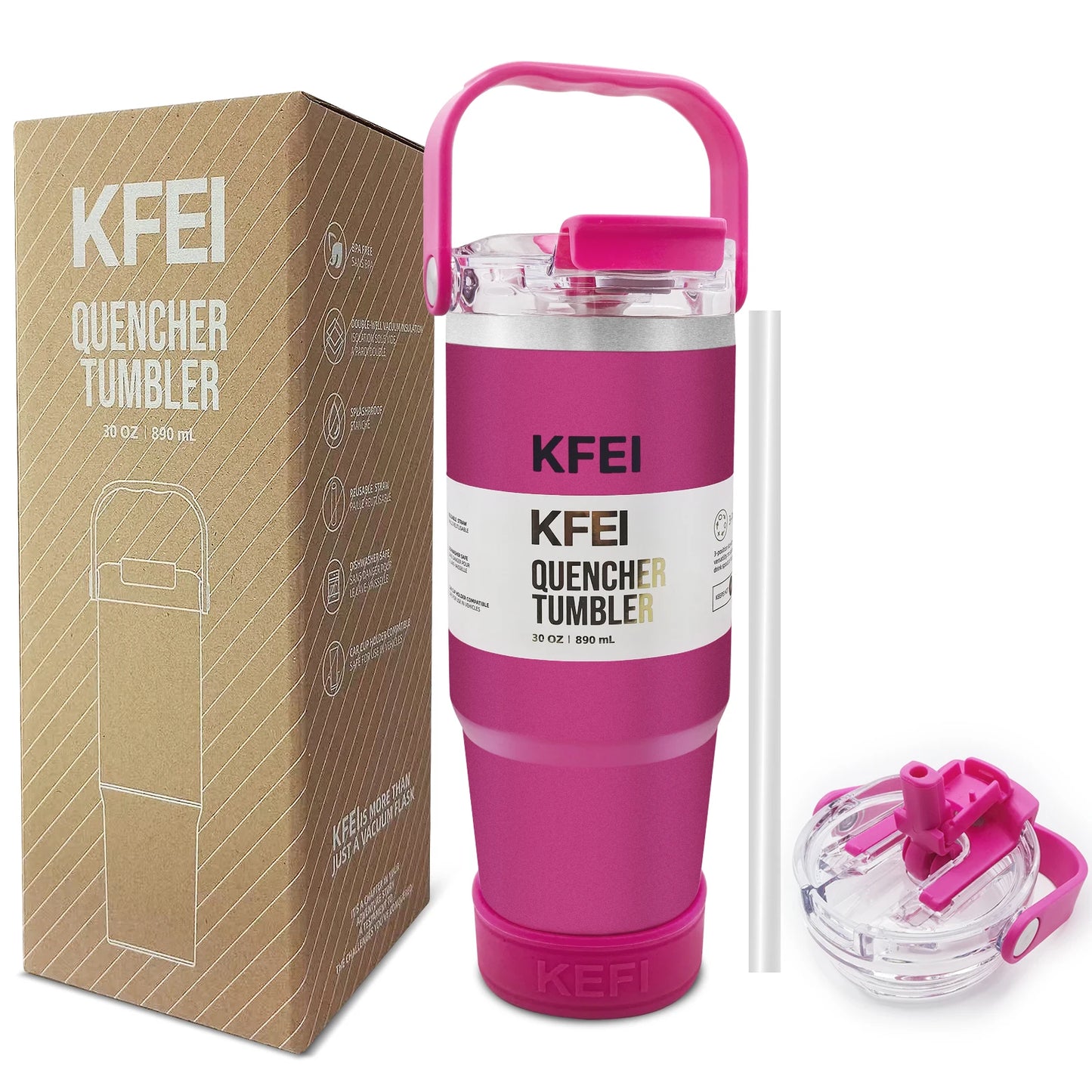 NONEDrinkware Double Wall Stainless Insulated Tumbler With Lid Straw