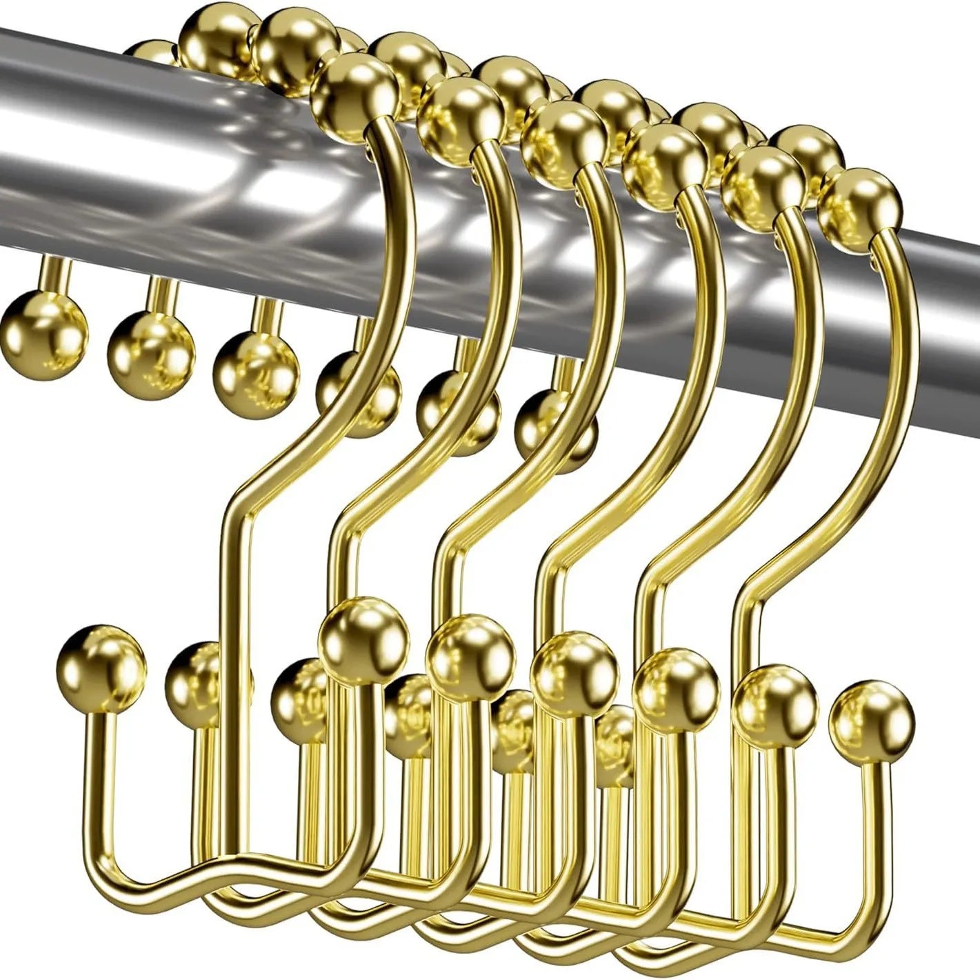 Decorative Stainless Steel Shower Curtain Hooks Moisture Resistant Durable Bathroom