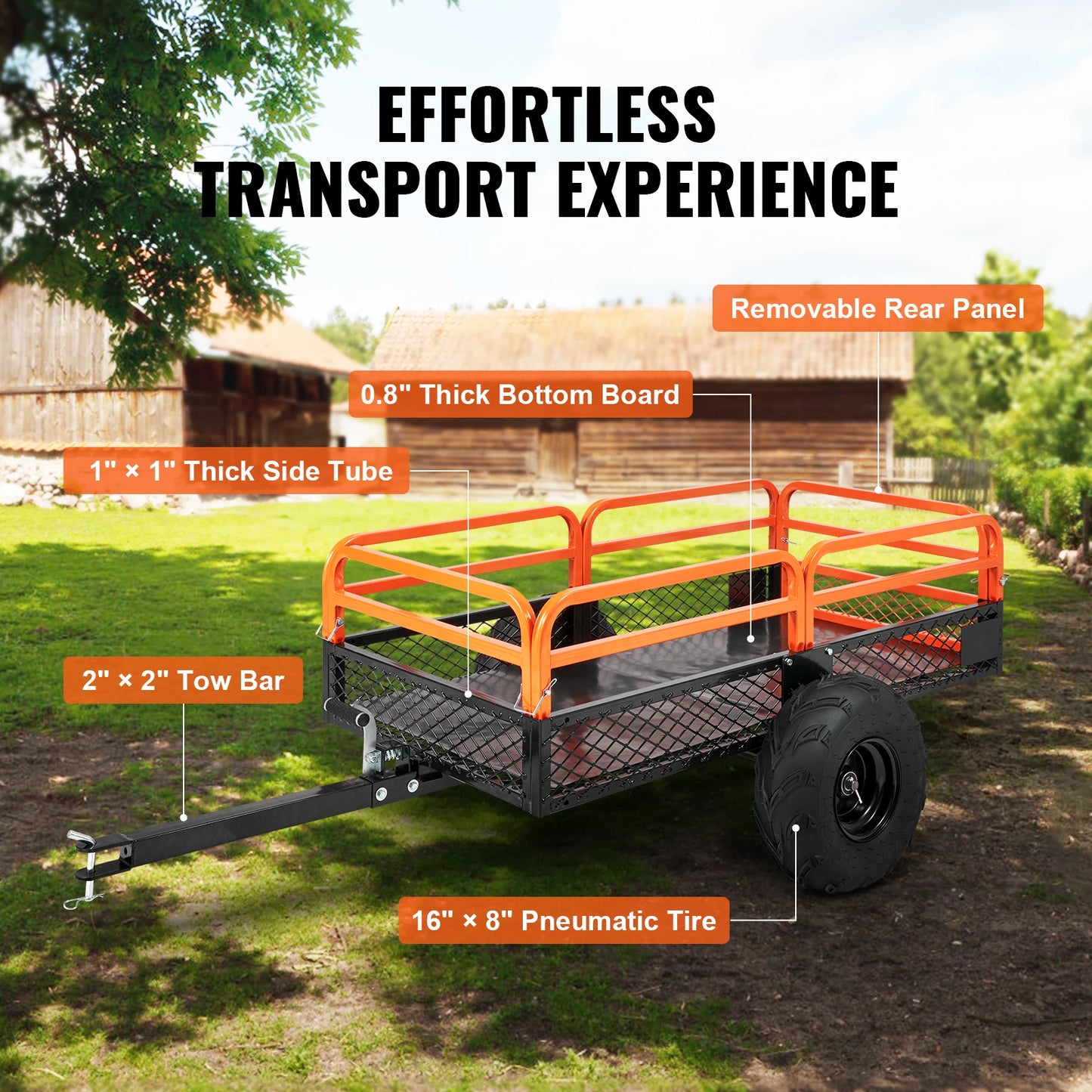 SucceBuy Heavy Duty ATV Dump Trailer Tow Behind Dump Cart 12 To 15 Cu Ft Capacity Q195 Steel