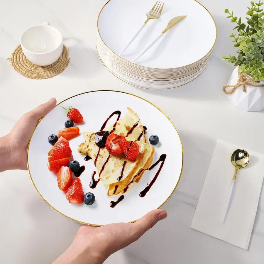 Disposable Plastic Plates 100 Count Heavy Duty Rimmed