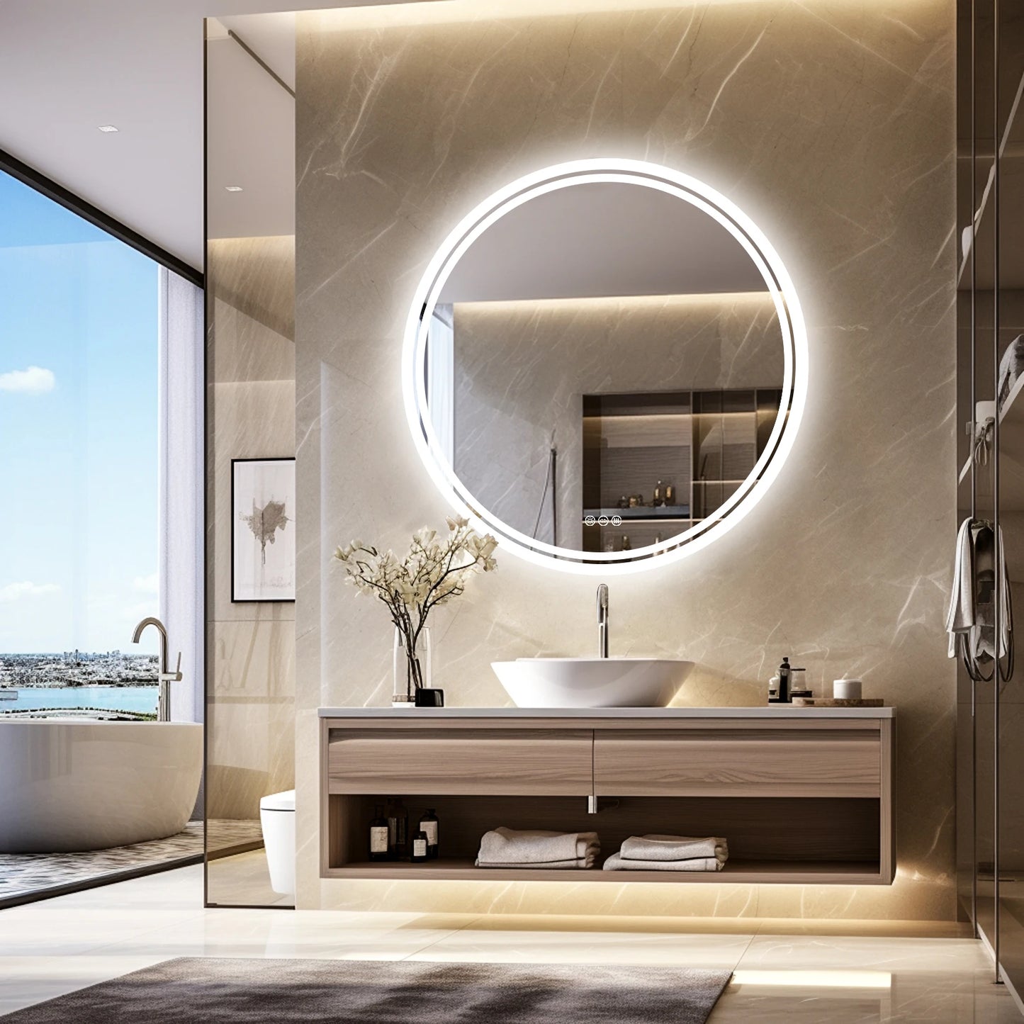 Wisfor Bathroom Mirror With LED Backlit Anti Fog Dimmable
