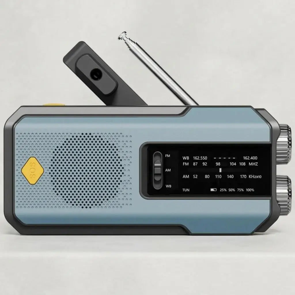 Stonego Solar Hand Crank Emergency Radio With Noaa Am Fm Power Bank