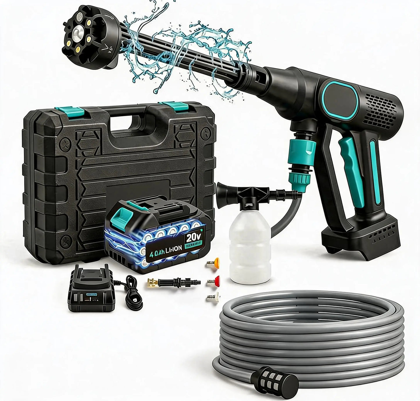 Studyset Cordless Pressure Washer 320 PSI Two Point Five GPM Foam Cannon For Outdoor Cleaning