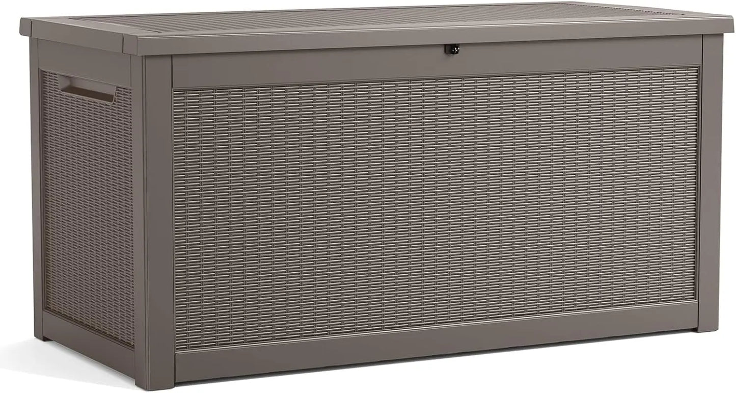 Lockable Resin Deck Box For Outdoor Storage Cushions All Weather UV Resistant Durable