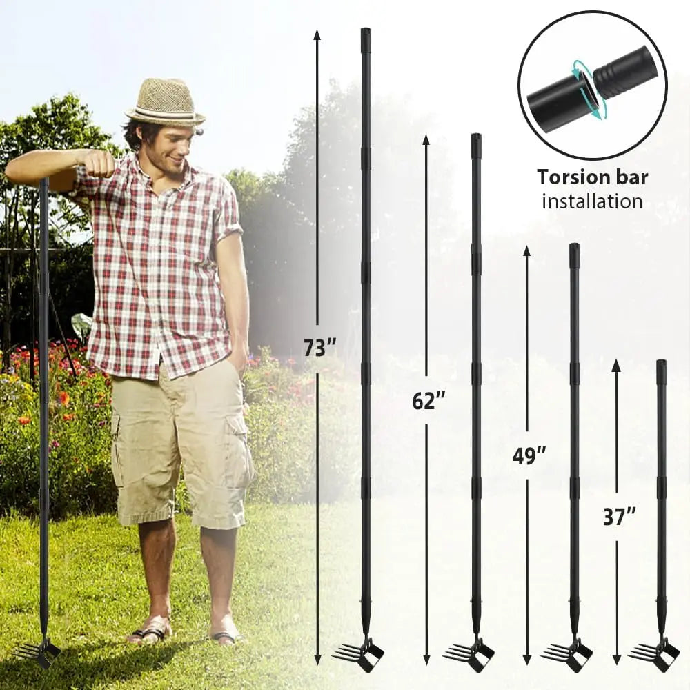 Adjustable Garden Hoe With Rake Tiller For Superior ErgonomicallyDesigned Cultivation