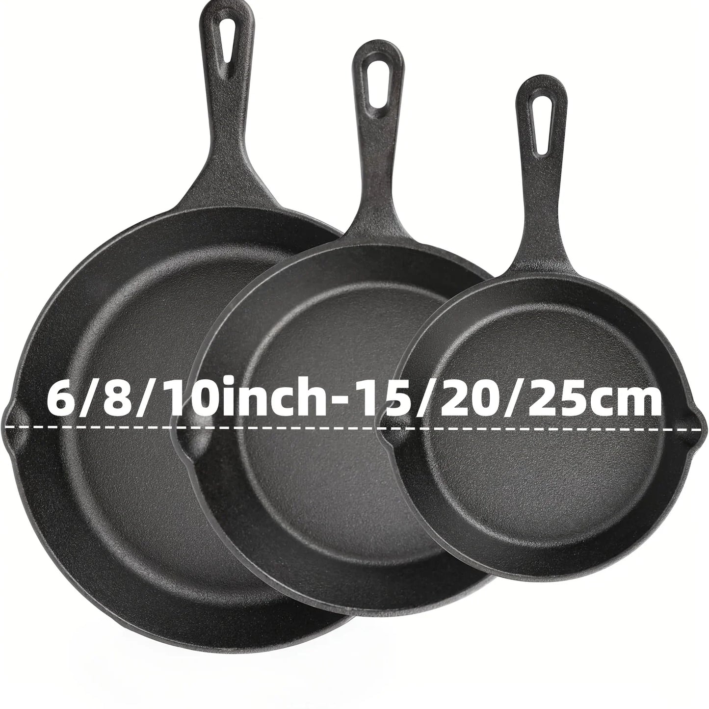 AEDG Heavy-Duty Cast Iron All-Purpose Skillet Set Nonstick OvenSafe Campfire-Ready