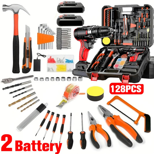 Drill Combo Kit HighPerformanceIndustrialGrade AllInOne With Two Batteries DualSpeed LED