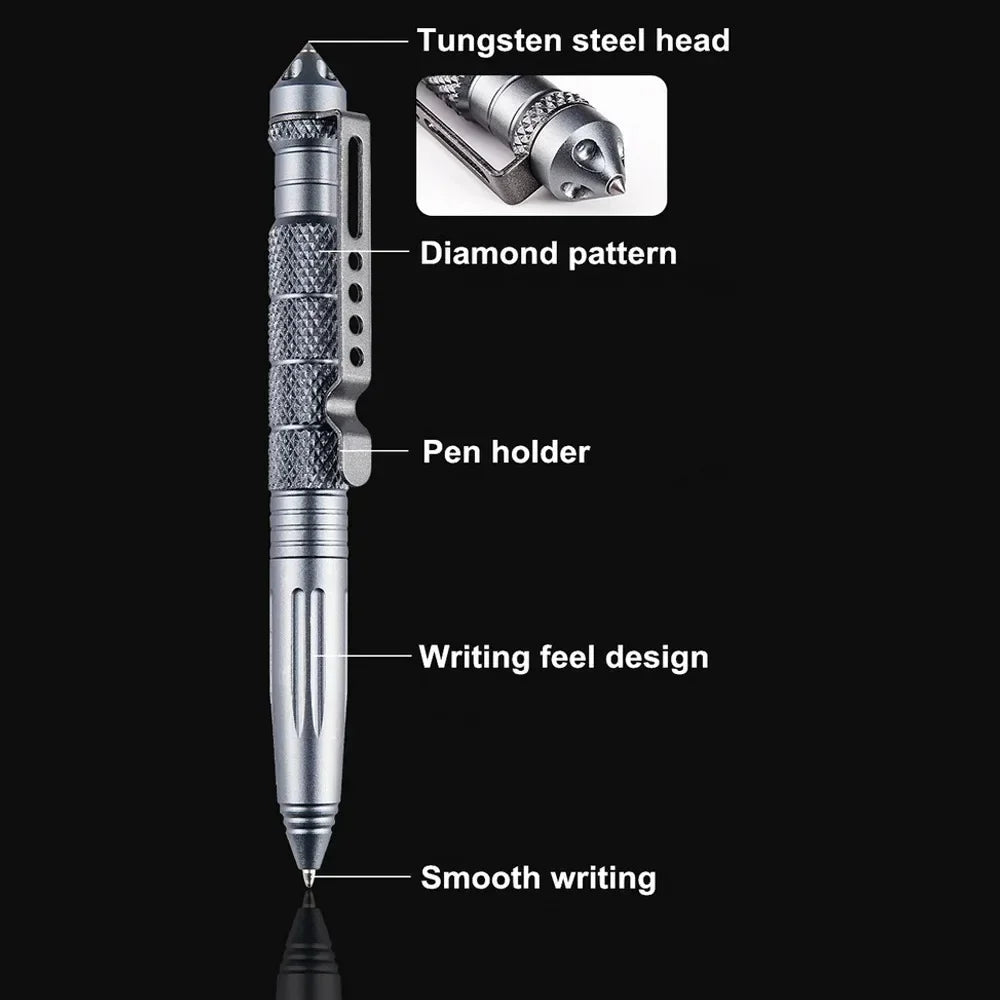 Portable Tactical Pen Self Defense Multitool AviationGrade Aluminum Glass Breaker