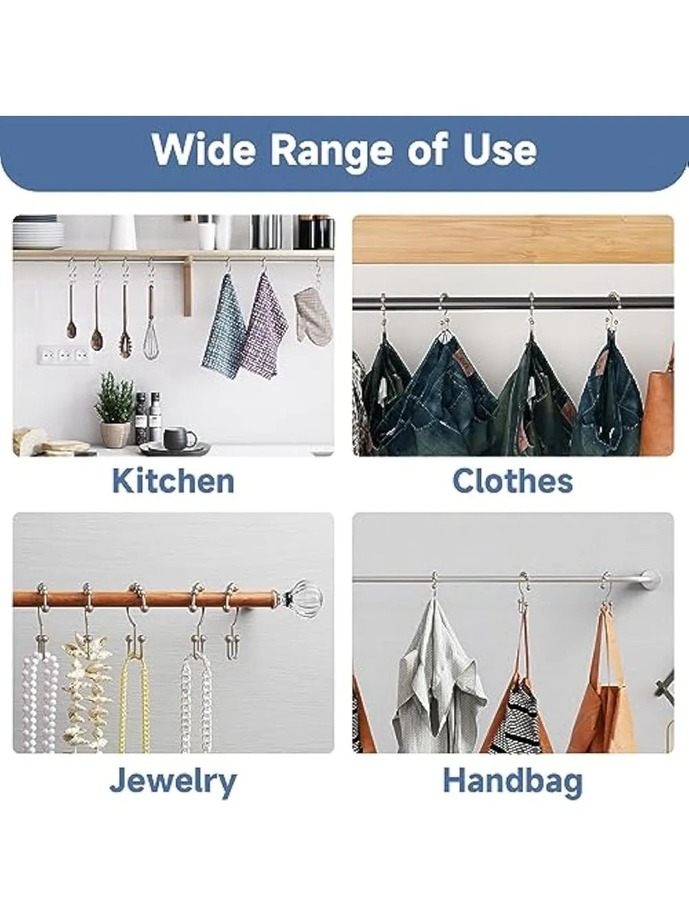 Metal Shower Curtain Hooks With Double Glide Roller Bearings Rust Resistant Nickel Finish