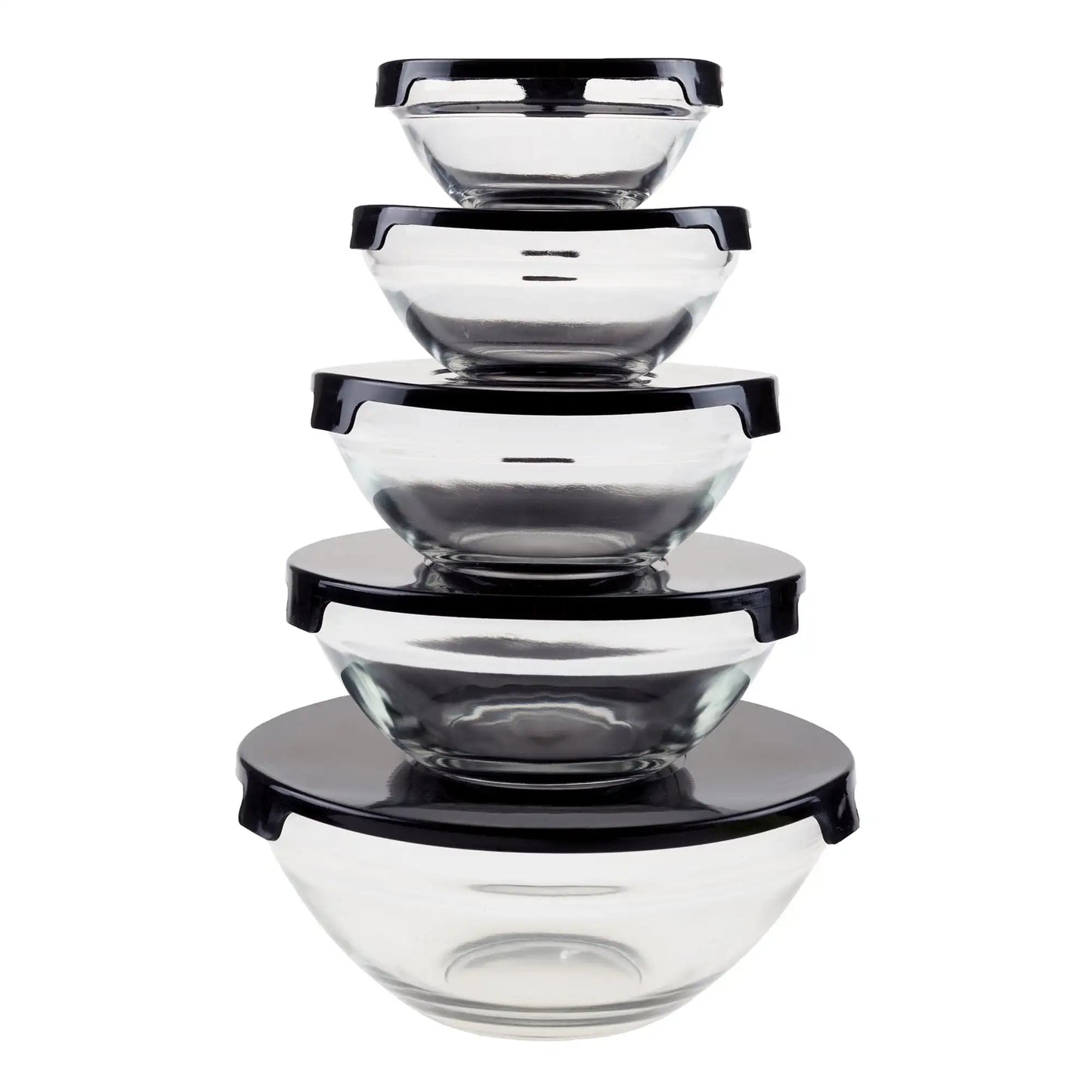 Glass Food Storage Containers 10 Piece Set With Snap Lids Airtight Glass Bowls In 4 Oz 6 Oz 12 Oz 14 Oz 28 Oz Sizes