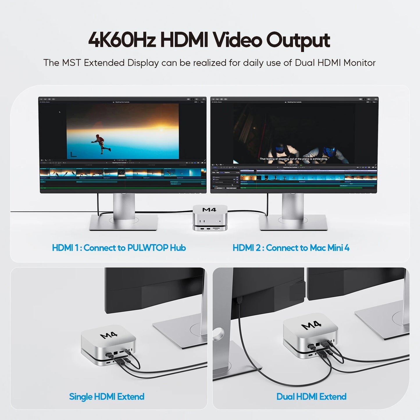 Pulwtop Mac Mini M4 Docking Station USB C Hub 4K 60Hz HDMI NVMe Enclosure Nine In One