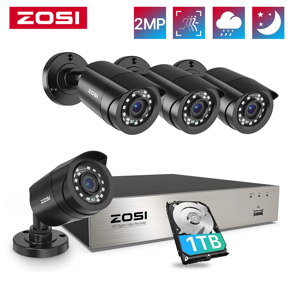 ZOSI 8CH 1080P Security Camera System With AI Vehicle Detection
