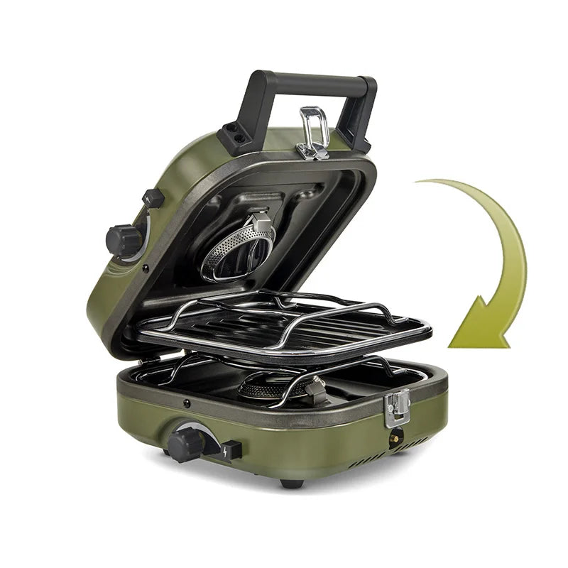Naturehike Foldable Two Burner Gas Camping Stove With Griddle