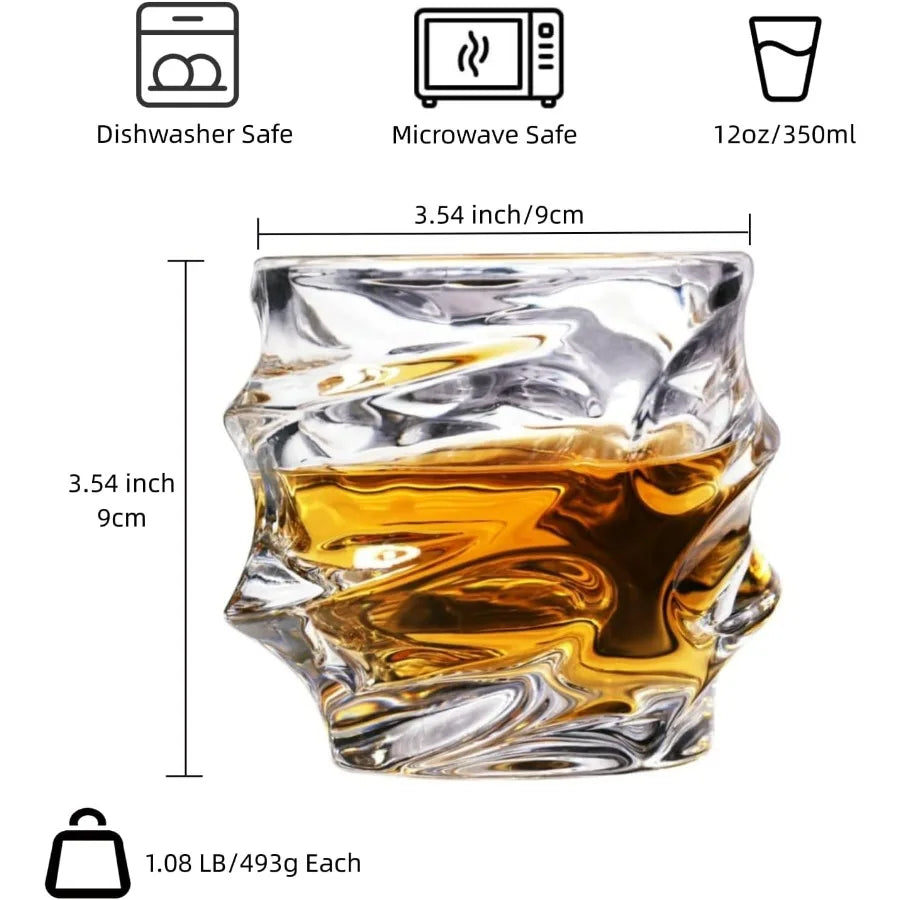 Hand Blown Crystal Whiskey Glasses Set Of 4 For Scotch Bourbon Rum Gin And Water