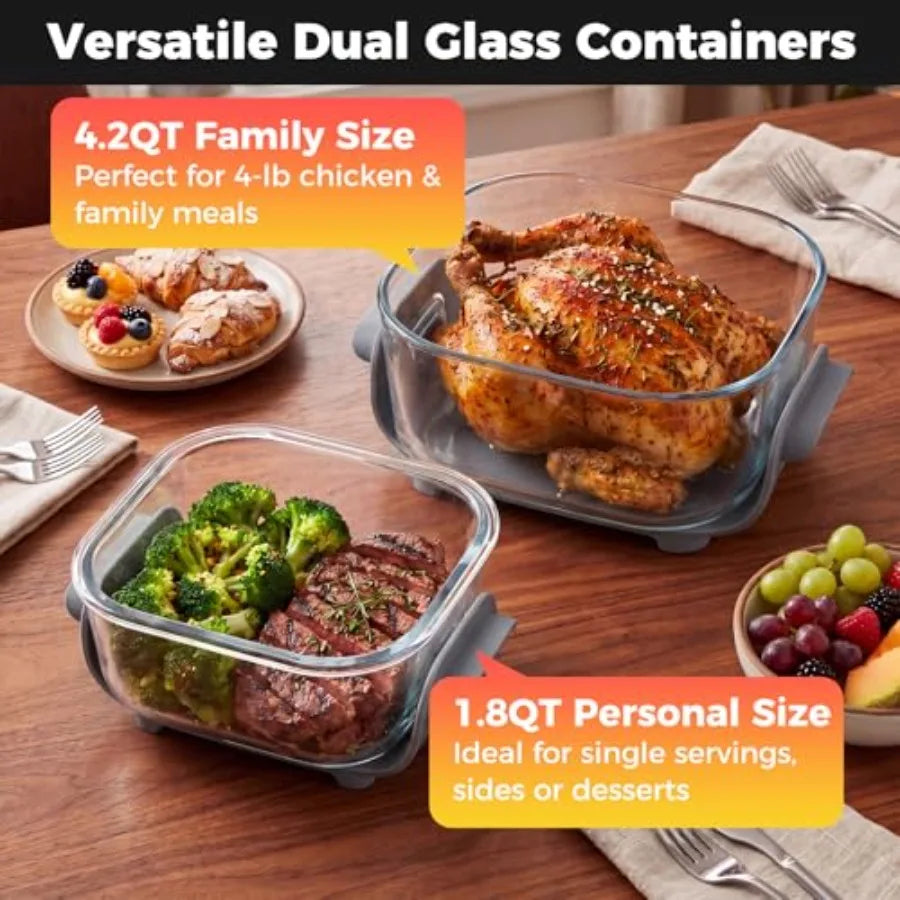 6 In 1 Portable Glass Air Fryer For Kitchen Use With Borosilicate Glass Construction And Multiple Cooking Modes