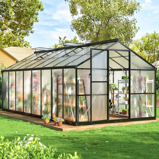 IndustrialGrade Polycarbonate Greenhouse Featuring HeavyDuty Aluminum Frame And Roof Vent