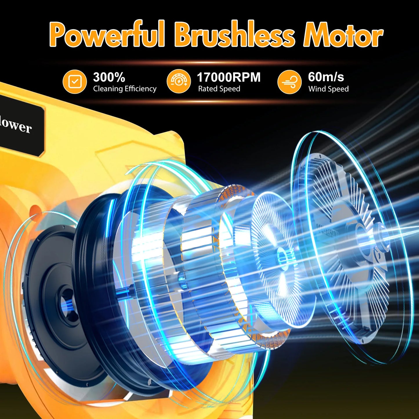 21V Brushless Leaf Blower Kit 150CFM Cordless with Two 2.0Ah Batteries and Detachable Tube