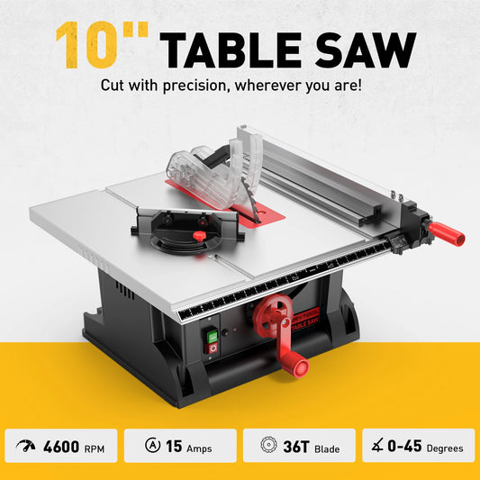 Marvtool Benchtop Table Saw 4600 RPM 36-Tooth Blade 0-45 Degree Cutting For Wood PVC Aluminum Metal DIY Workshop Machine