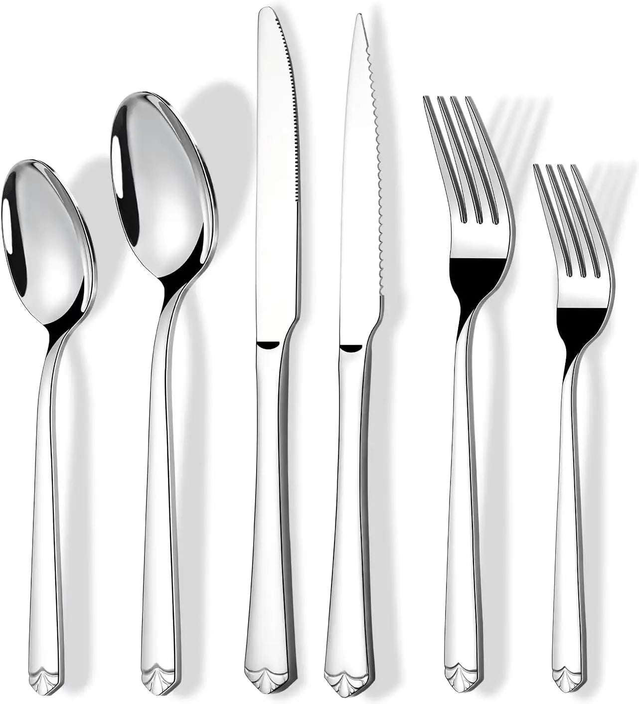 Stainless Steel Flatware Set For 12 With Mirror Polished Finish And Dishwasher Safe