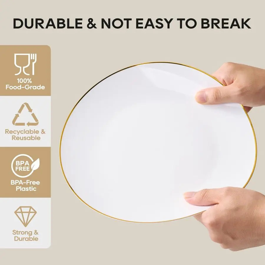 Disposable Plastic Plates 100 Count Heavy Duty Rimmed