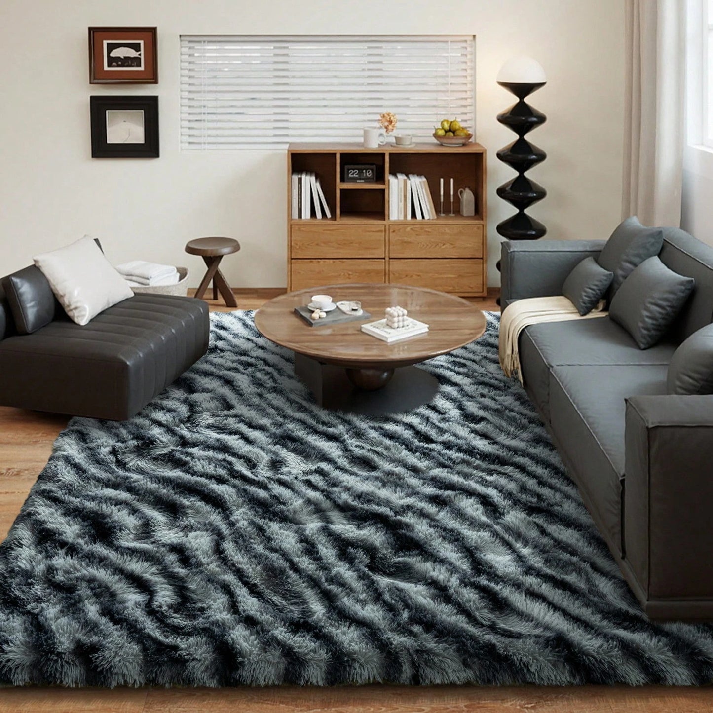NONED Luxury ZebraPrint FluffyLong ShagRug For Bedroom LivingRoom UltraSoft Plush