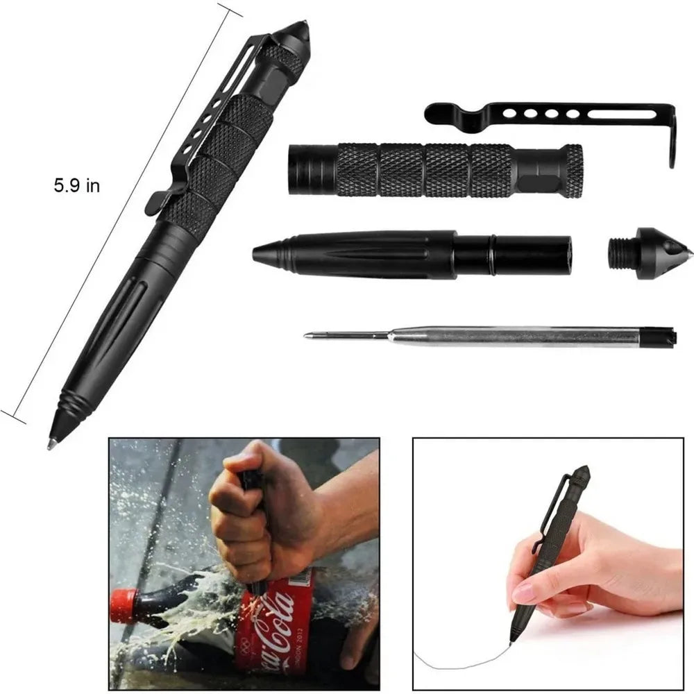 Portable Tactical Pen Self Defense Multitool AviationGrade Aluminum Glass Breaker