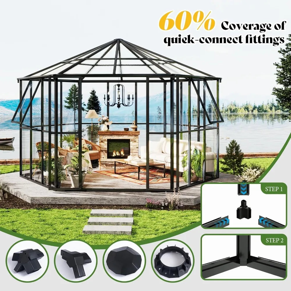Hexagonal Aluminum Greenhouse With Quick Connect Assembly