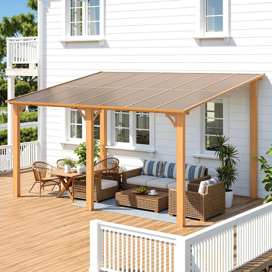 Hard Top Gazebo Pergola Wall Mounted Steel Roof